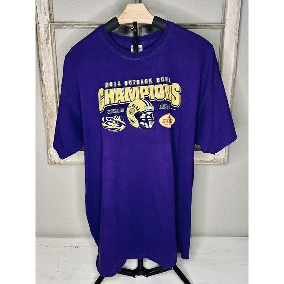 LSU Tigers Louisiana State 2014 Outback Bowl Tampa Men Size XL T-shirt - Picture 1 of 9